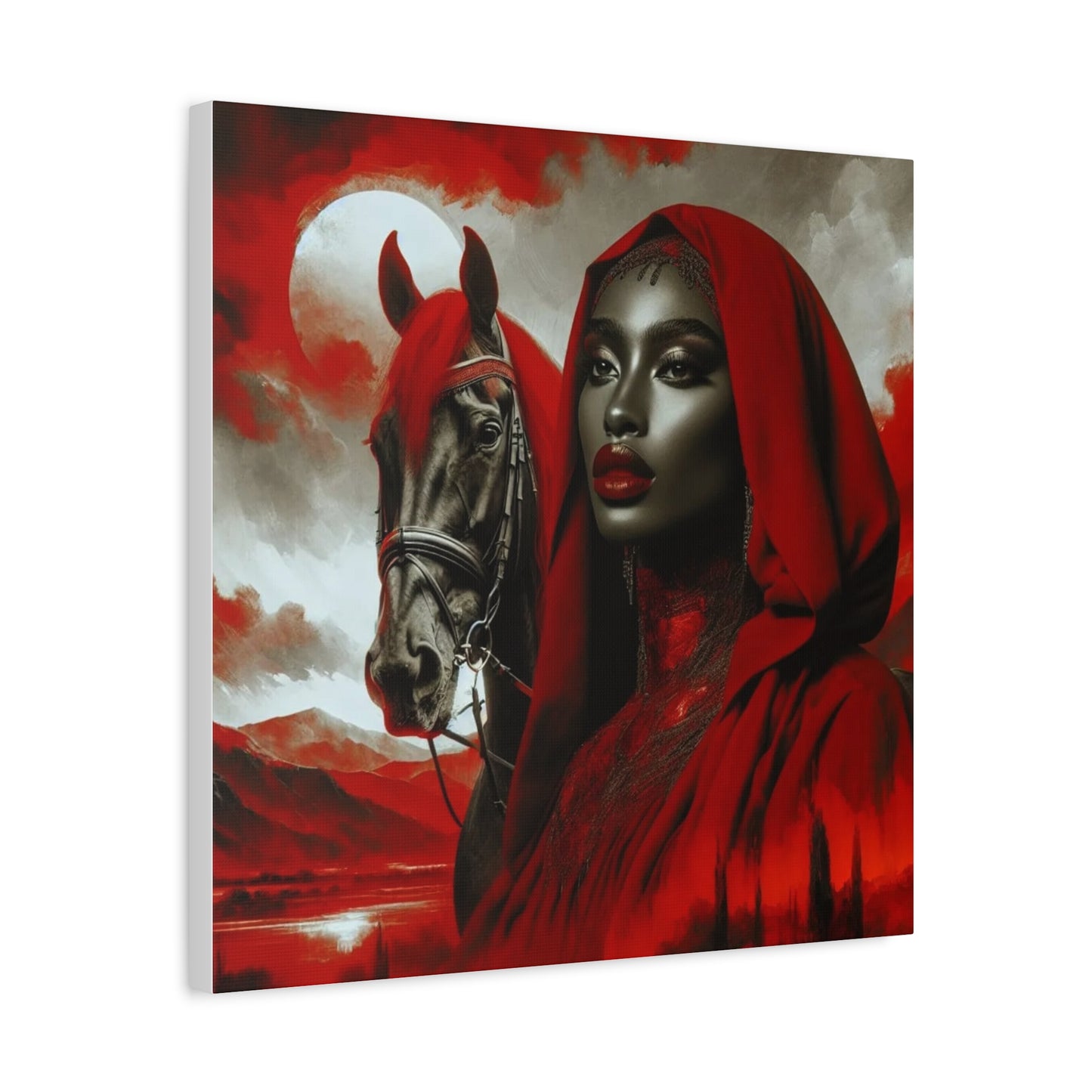 Beautiful Black Woman and her Horse Canvas Art