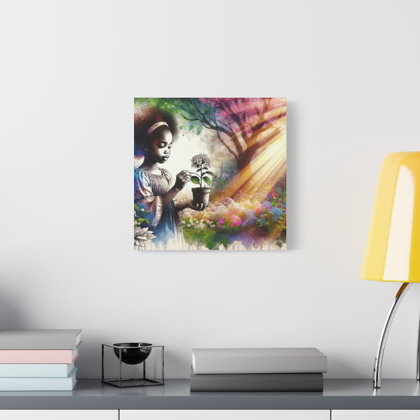 Black Child in Garden Canvas Art