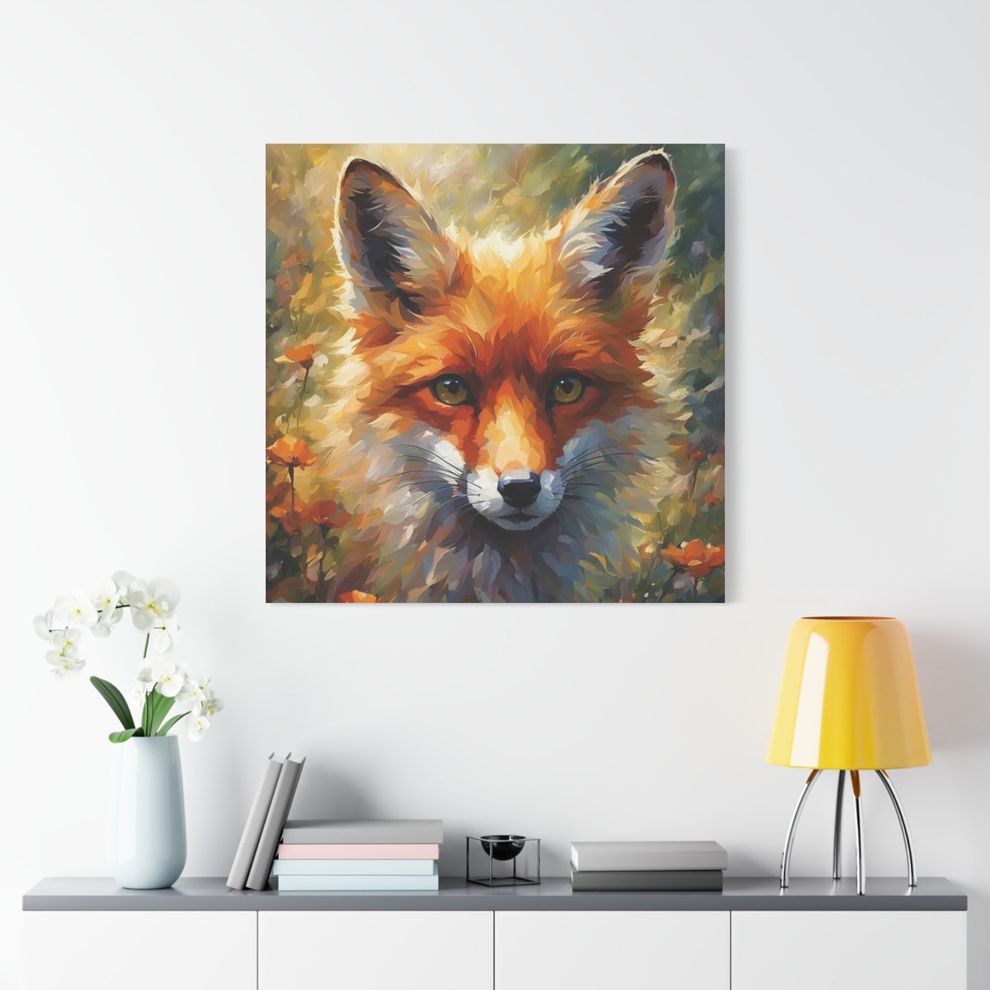 Fox in the Flowers Abstract Art