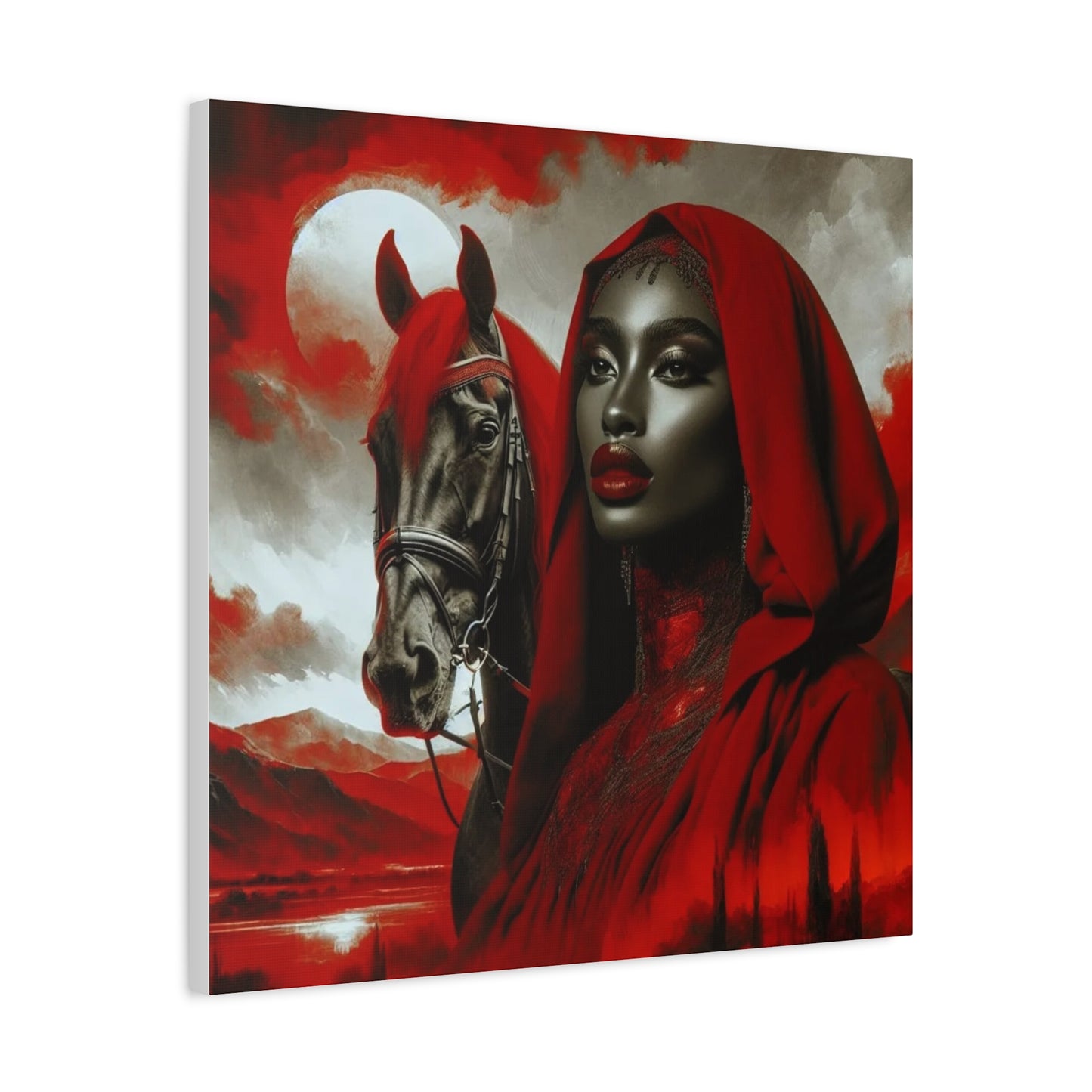 Beautiful Black Woman and her Horse Canvas Art