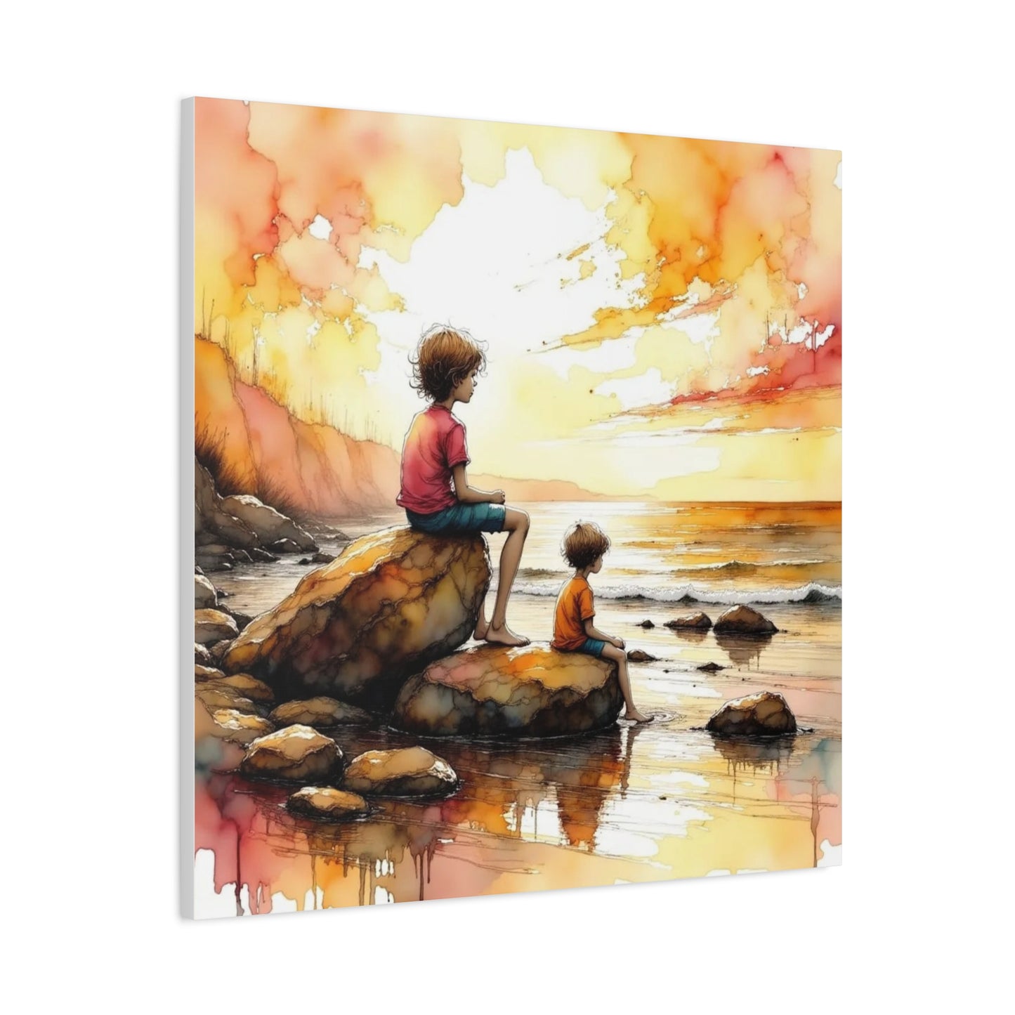 Boys on the Beach Abstract Art