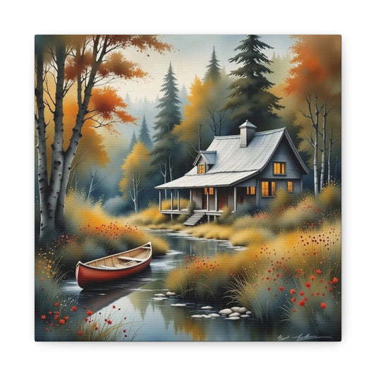 Cabin on a Stream Abstract Art