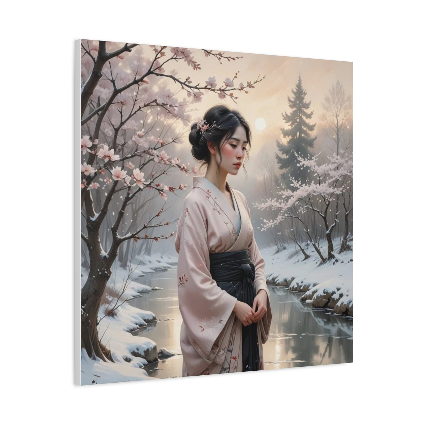 Lady in the Snow Asian Abstract Art