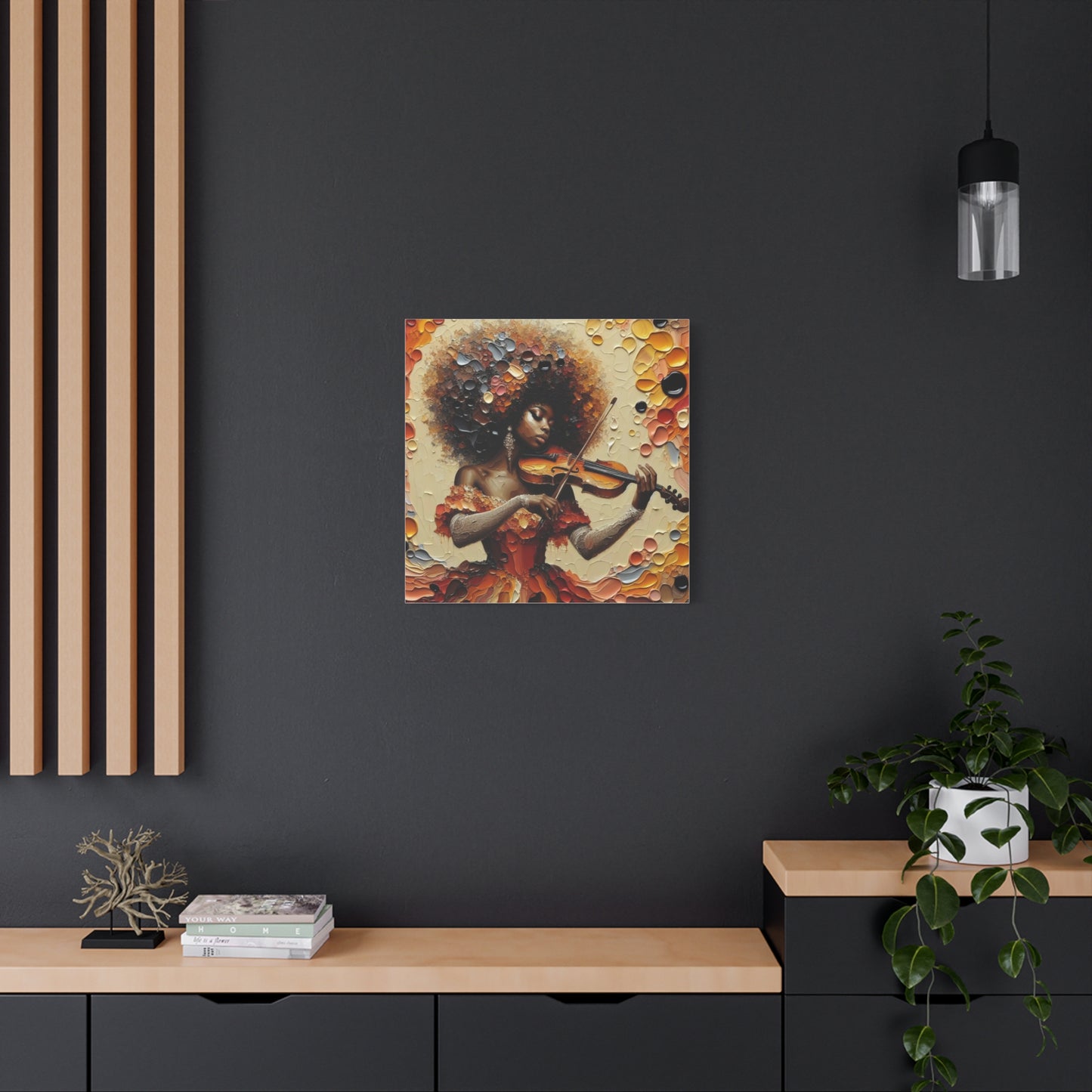 Beautiful Black Woman Violinist Canvas Art