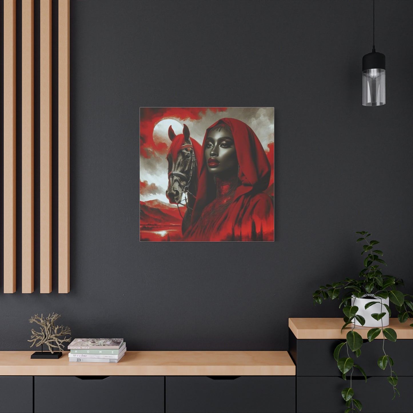 Beautiful Black Woman and her Horse Canvas Art