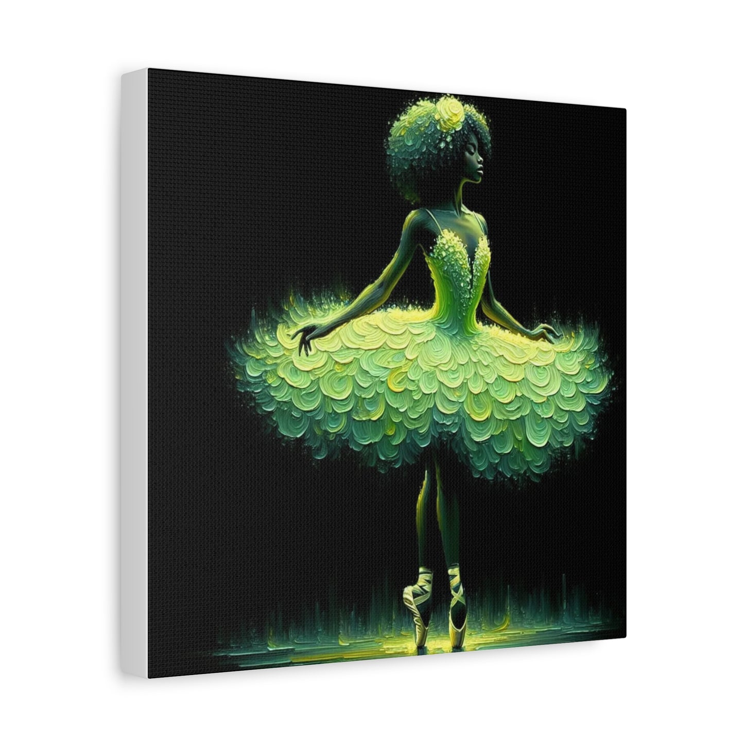 Beautiful Black Ballerina in Yellow Canvas Art