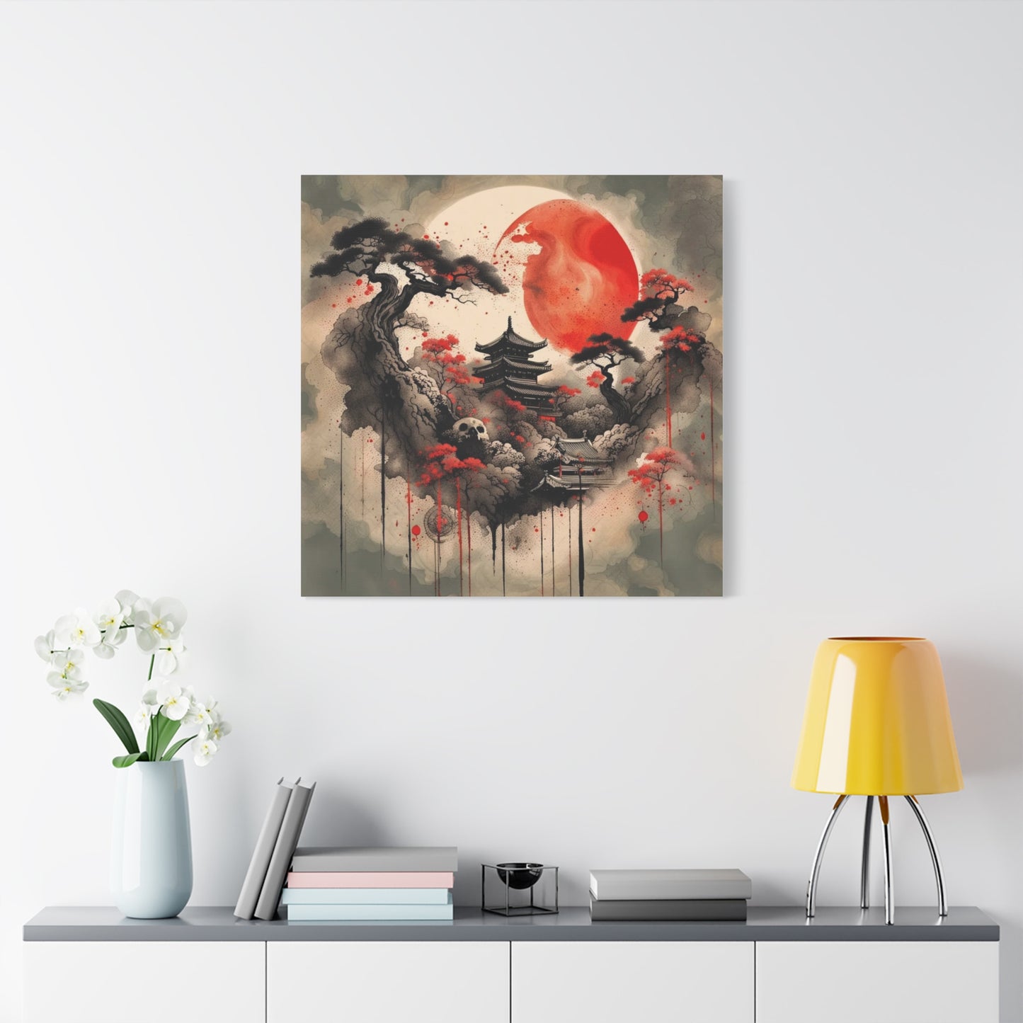 Red Moon Asian Abstract Art