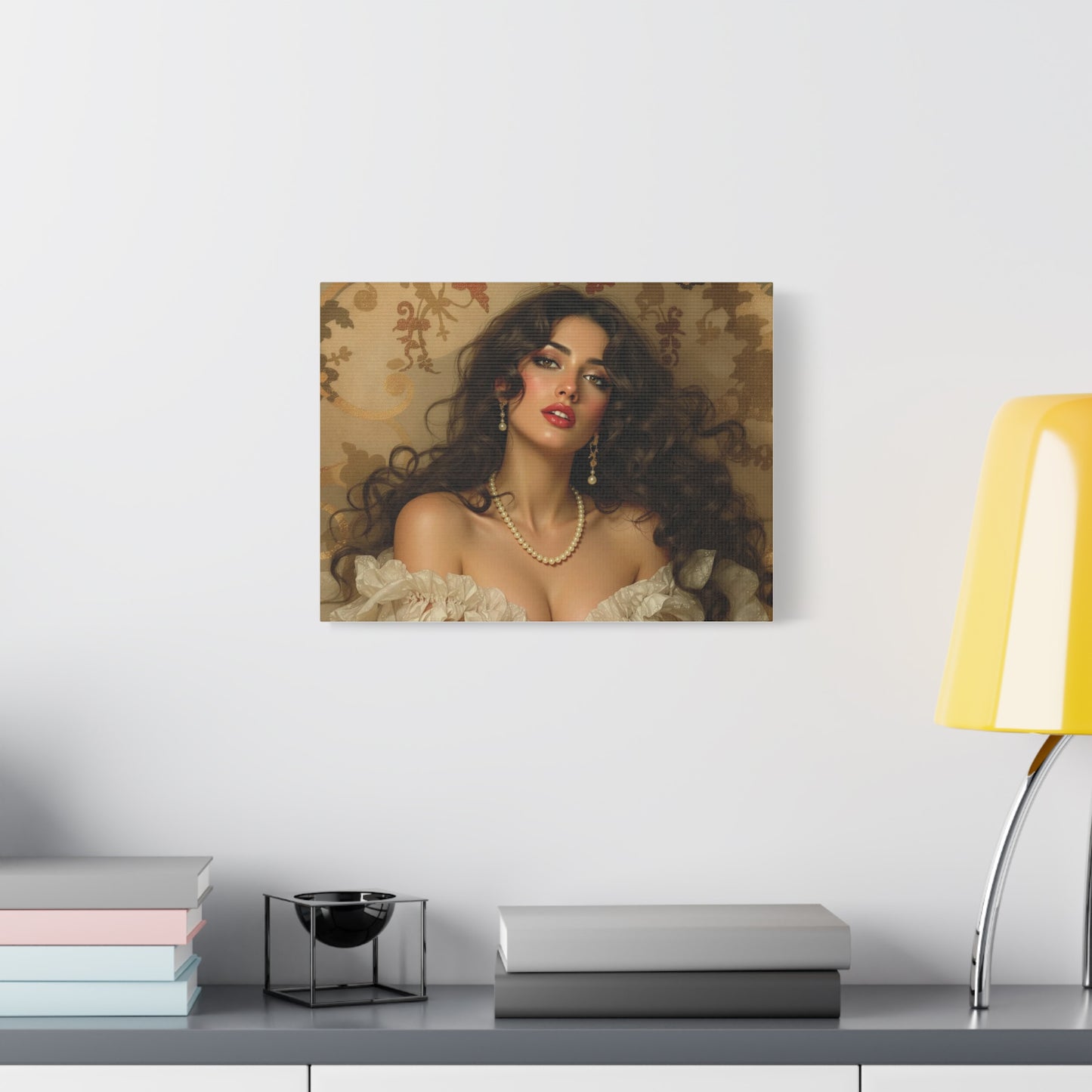 Canvas Print - Brunette Woman With Pearls