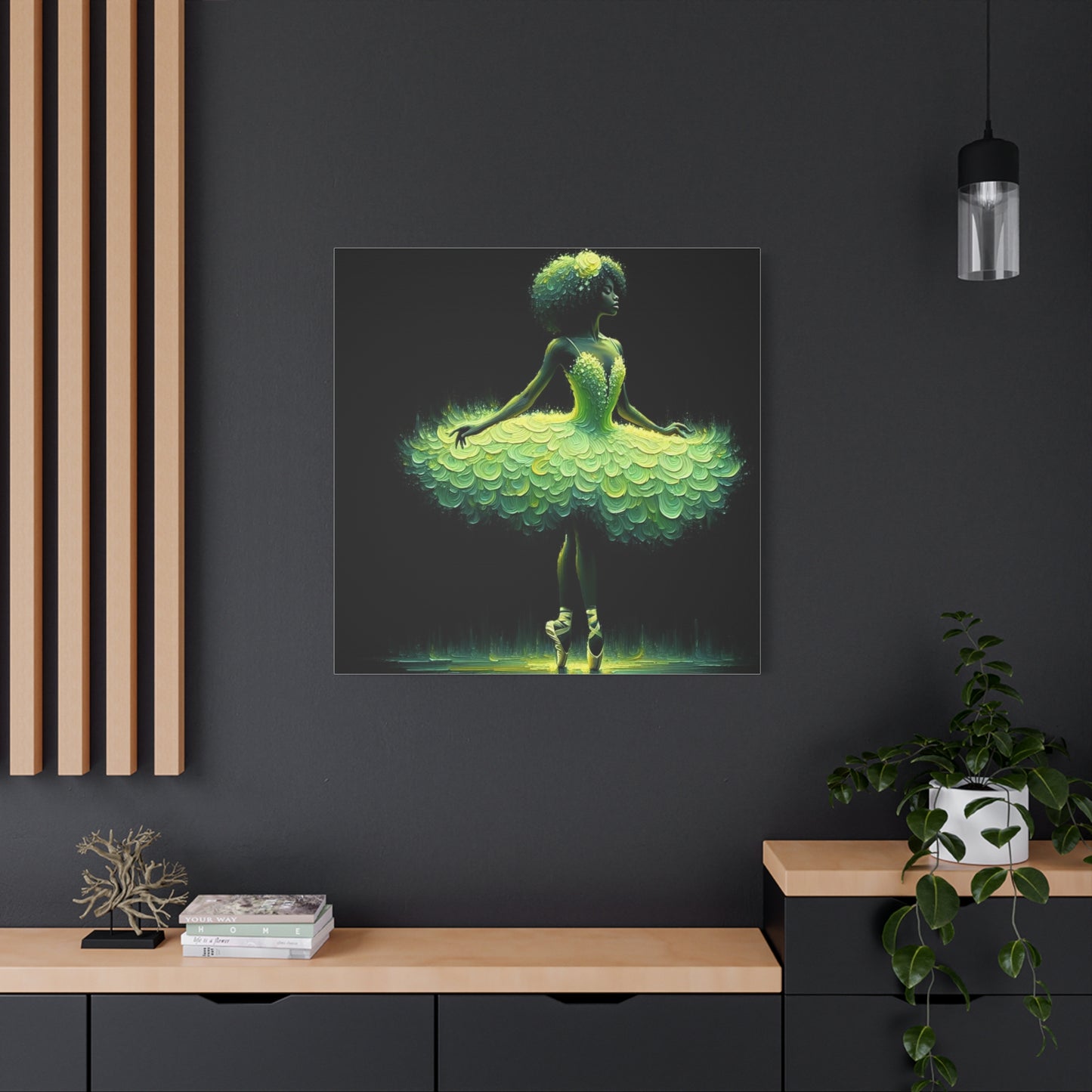 Beautiful Black Ballerina in Yellow Canvas Art