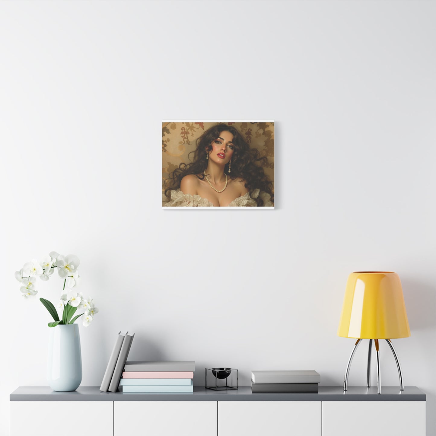 Canvas Print - Brunette Woman With Pearls