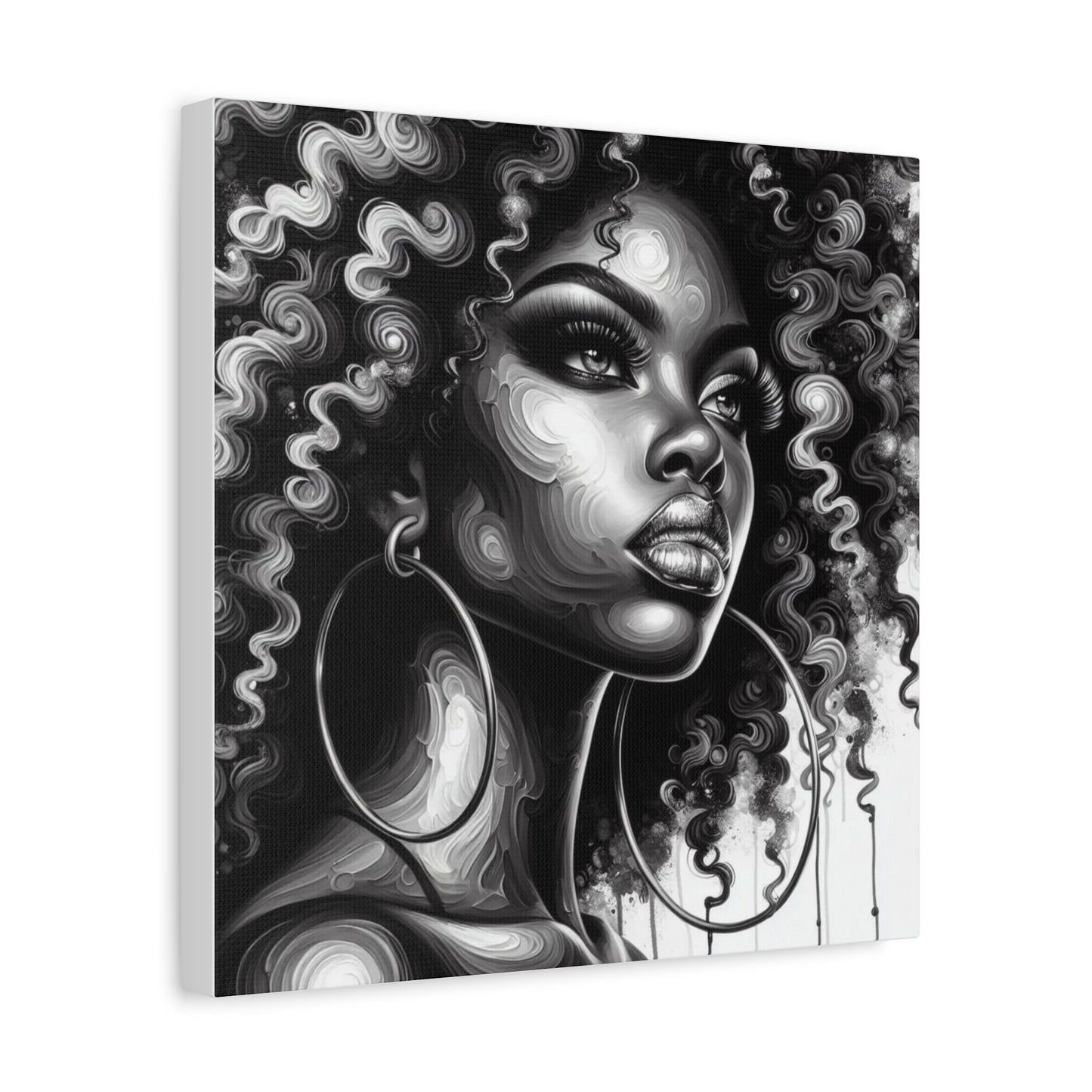 Beautiful Woman Abstract Black Canvas Art