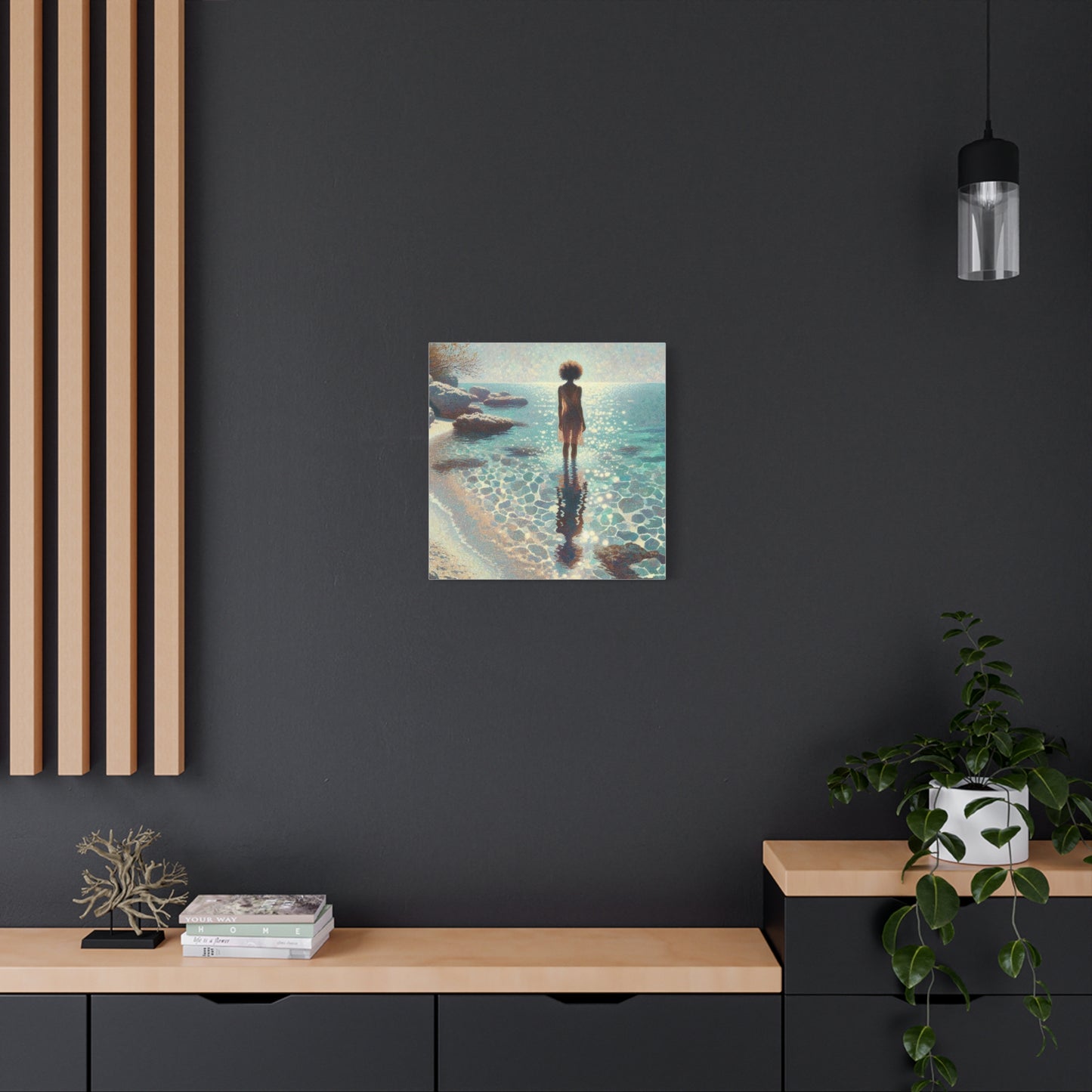 Beautiful Black Woman at the Beach Canvas Art