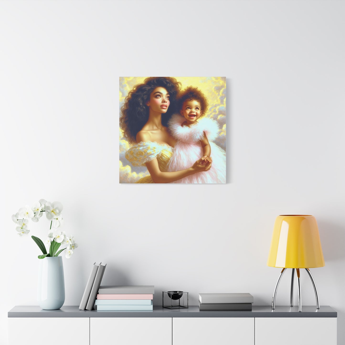 Mother and Daughter Black Canvas Art