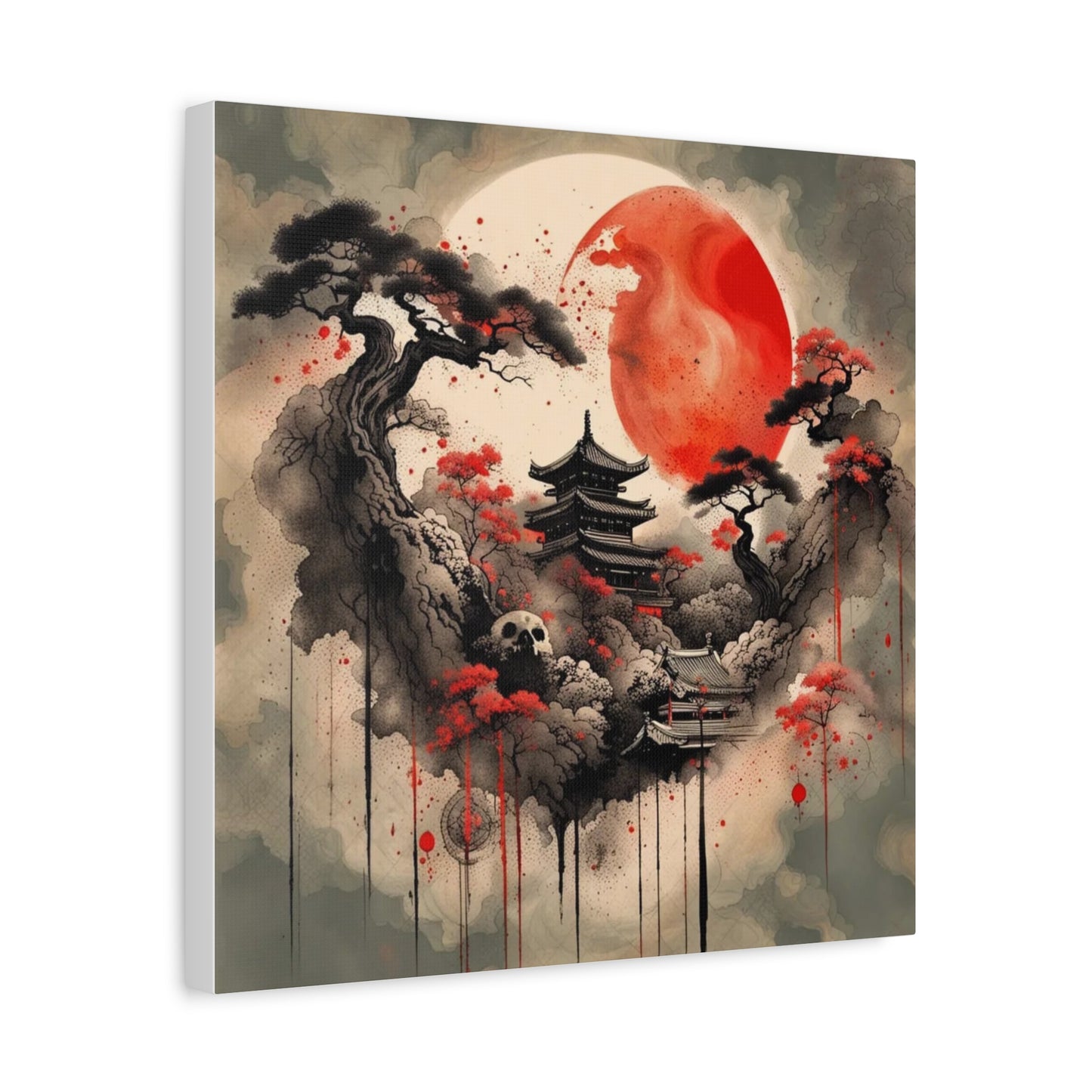 Red Moon Asian Abstract Art