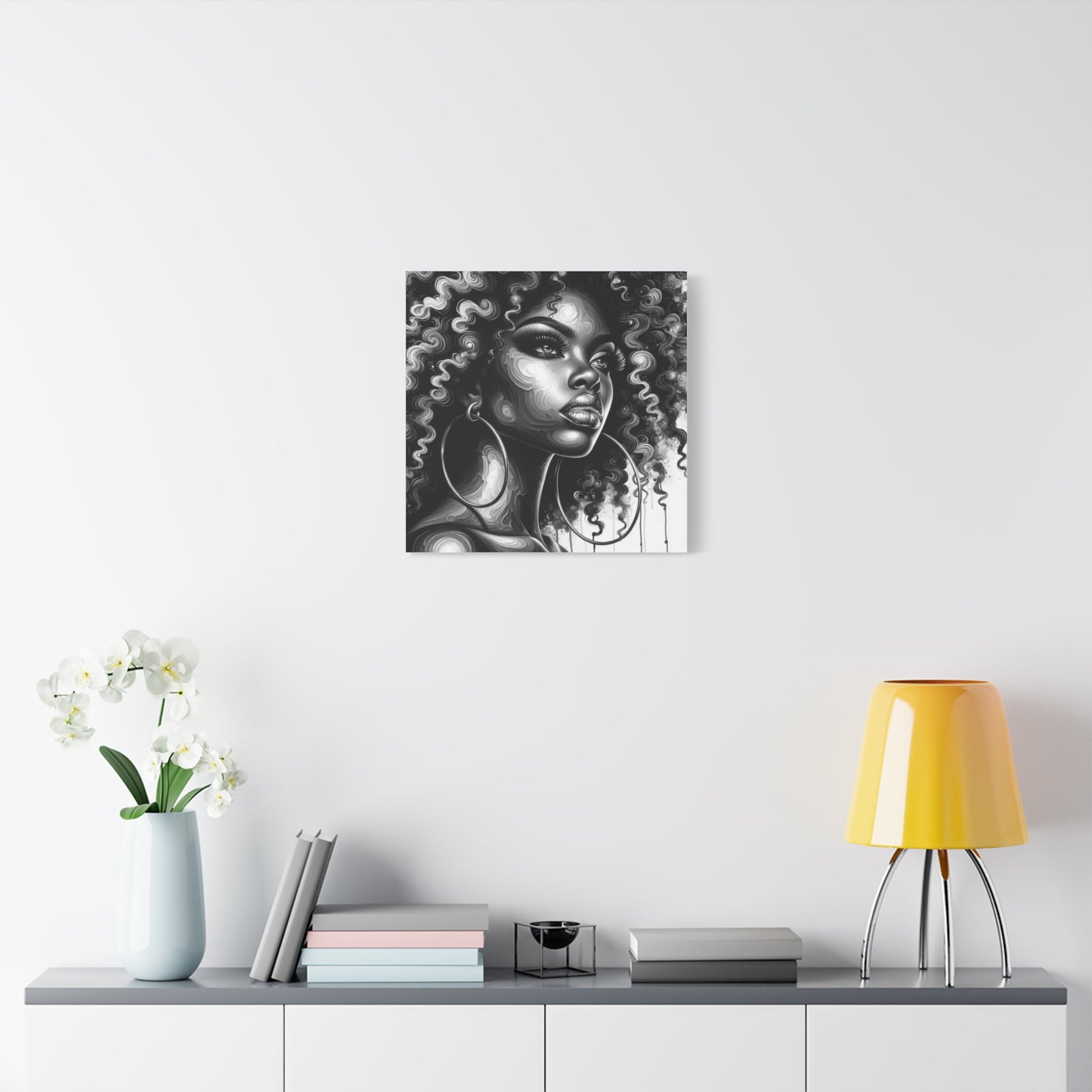 Beautiful Woman Abstract Black Canvas Art