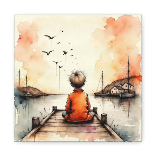 Little Boy on the Dock Abstract Art