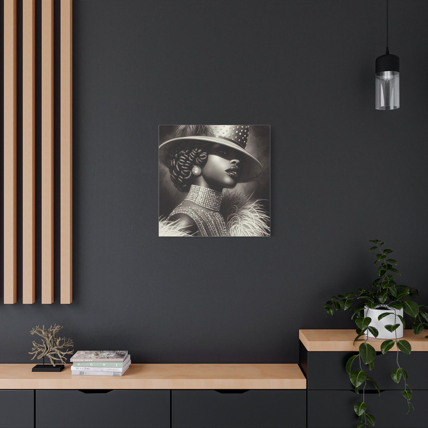 Beautiful Black Woman in Diamonds Hat Canvas Art