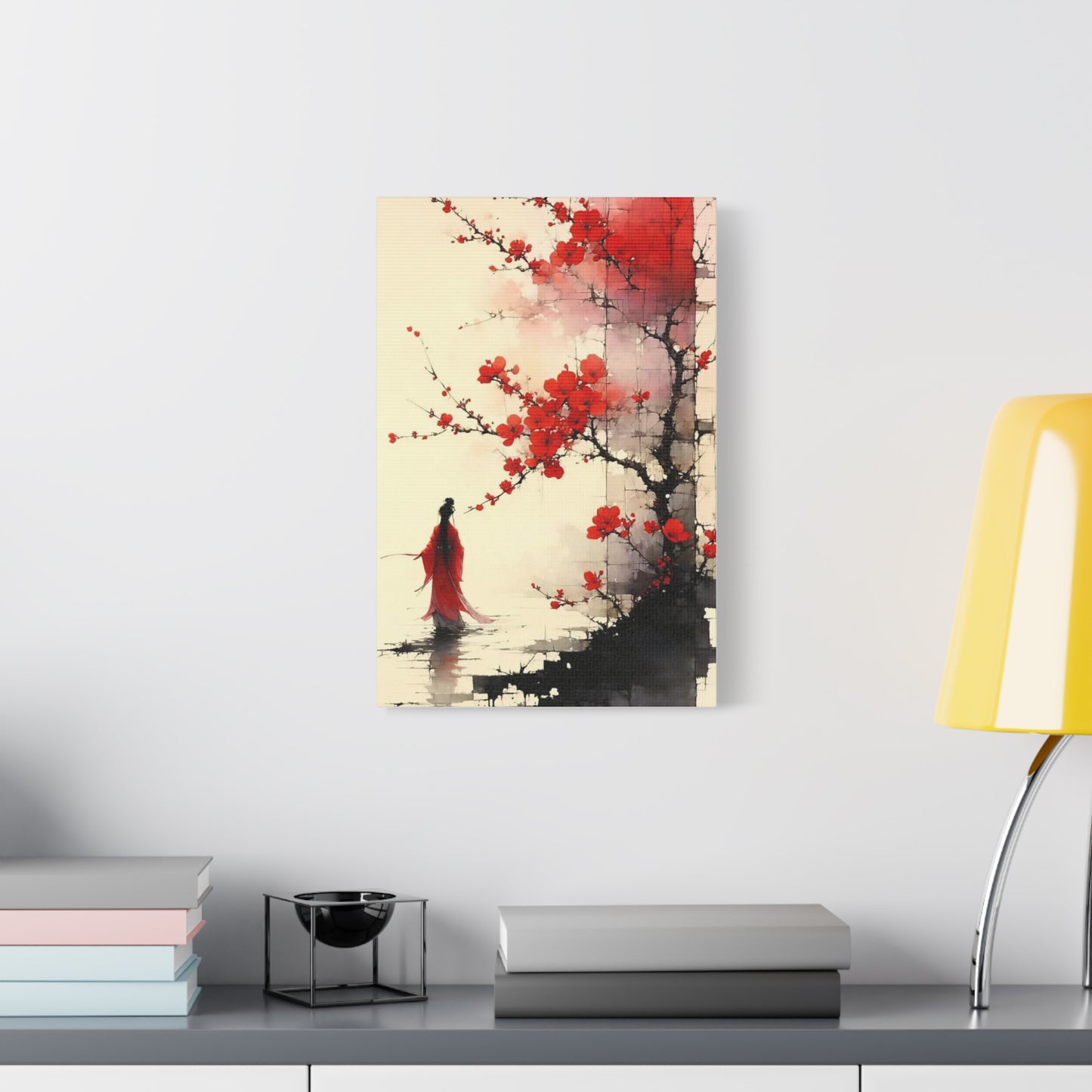 Red Flowers Asian Abstract Art