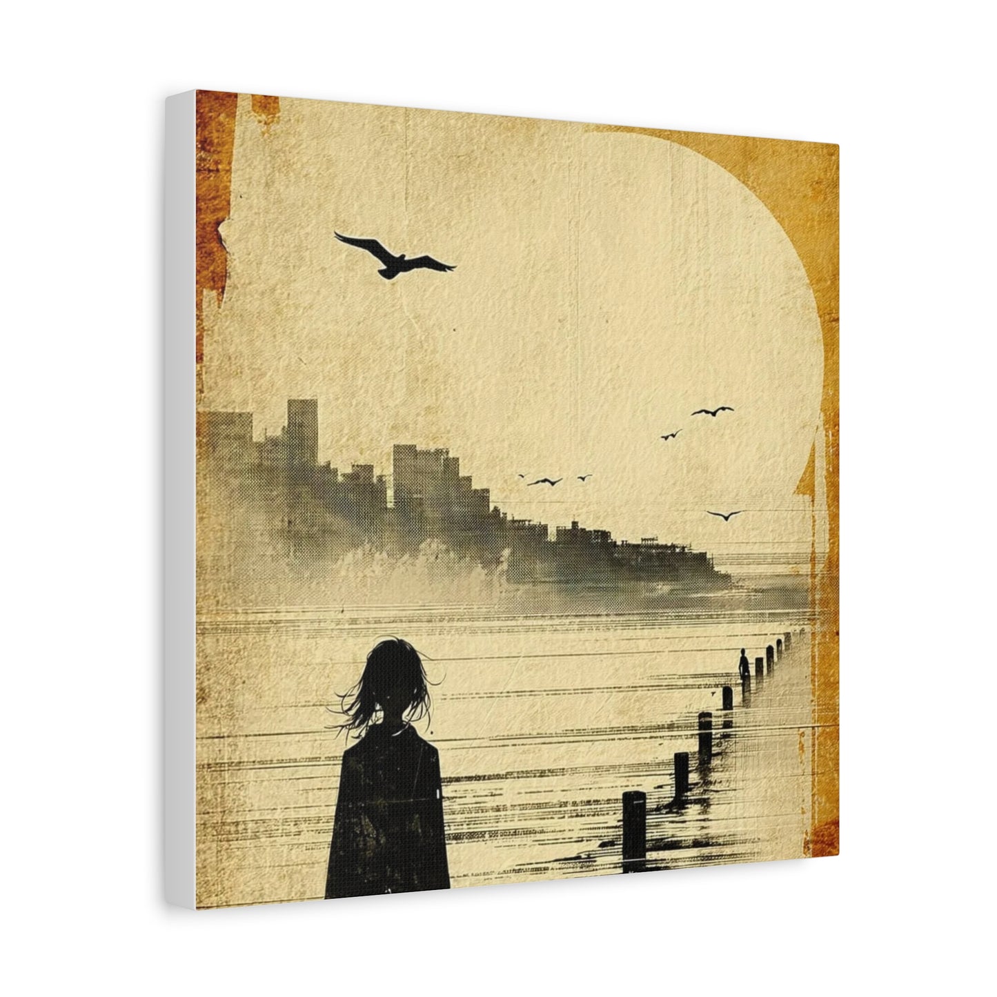 Girl on a Pier Abstract Art