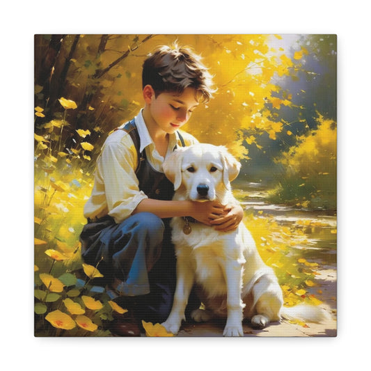 A Boy and His Labrador Retriever Puppy Art