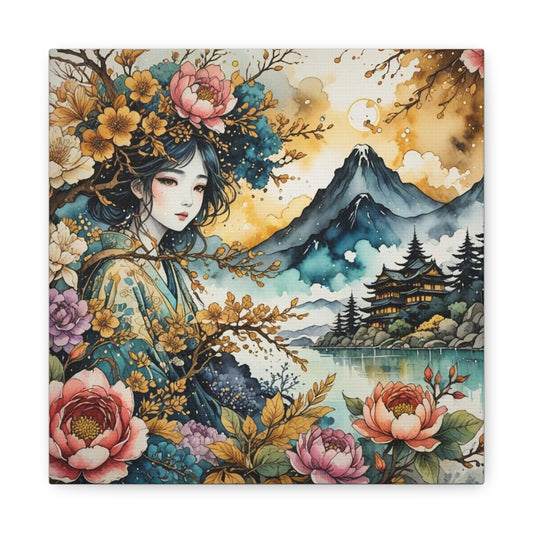 Lady in the Woods Asian Abstract Art