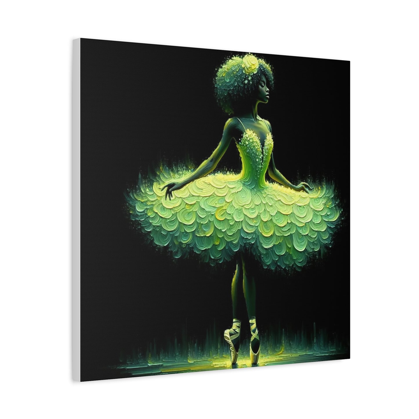 Beautiful Black Ballerina in Yellow Canvas Art