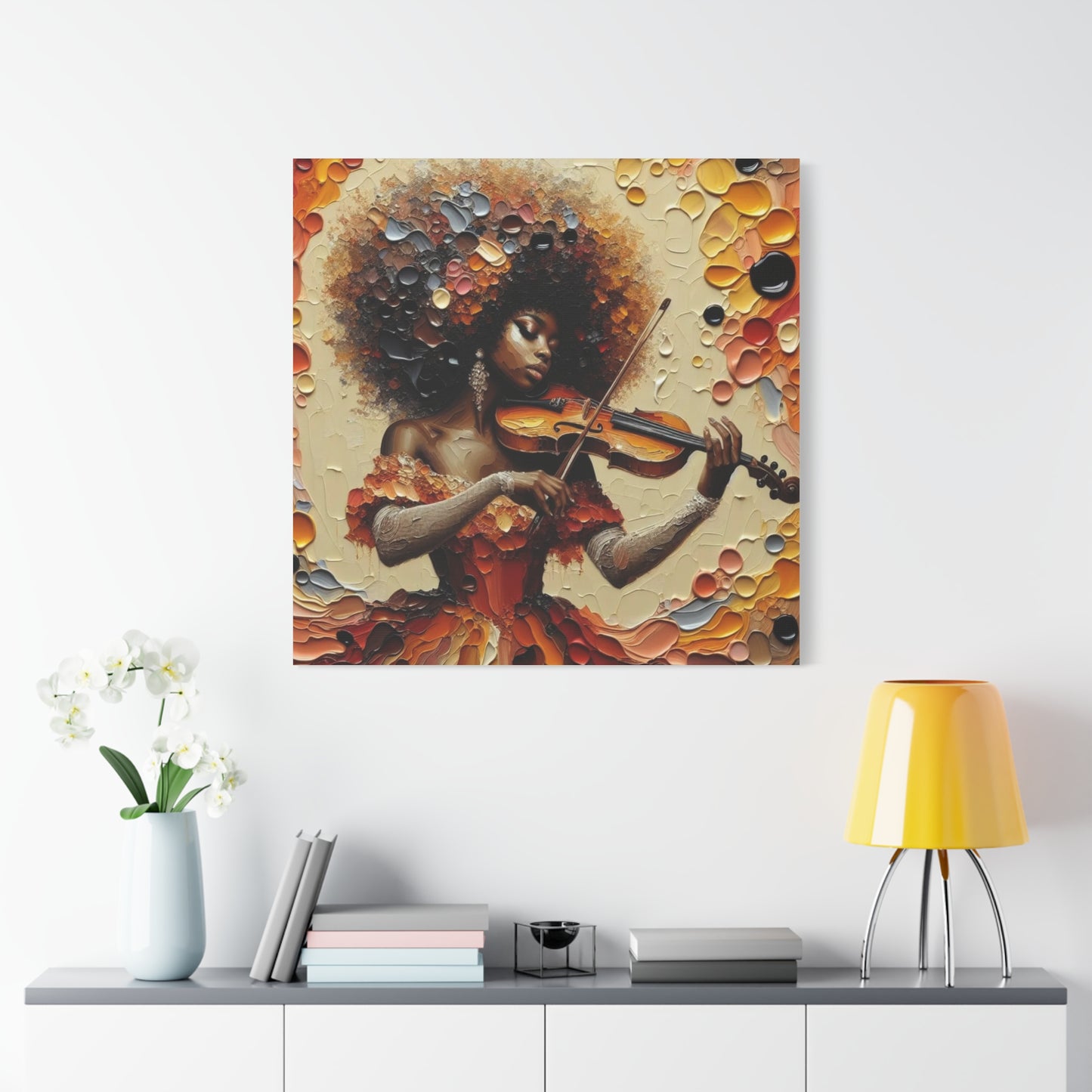 Beautiful Black Woman Violinist Canvas Art
