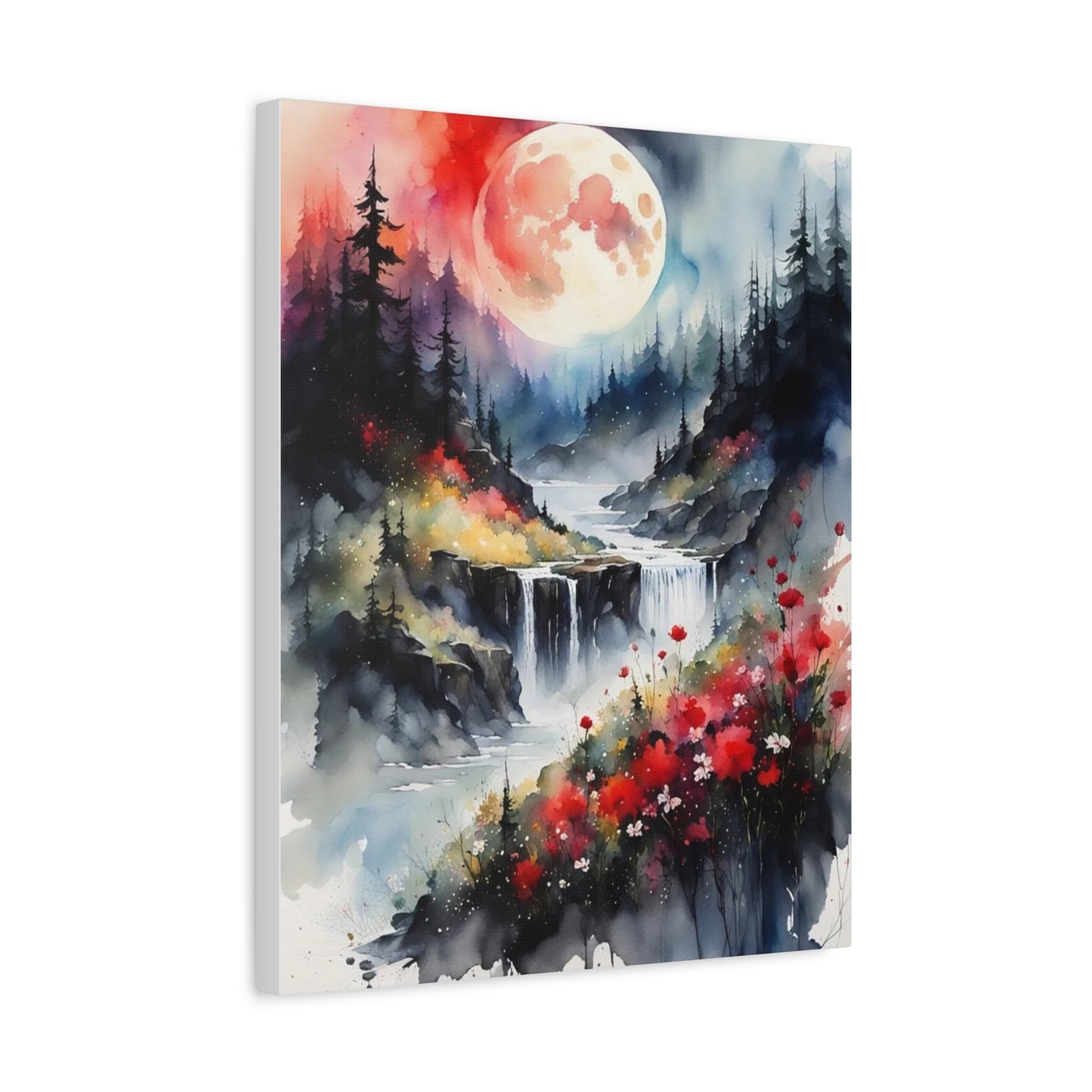 Moon Over the Stream Abstract Art