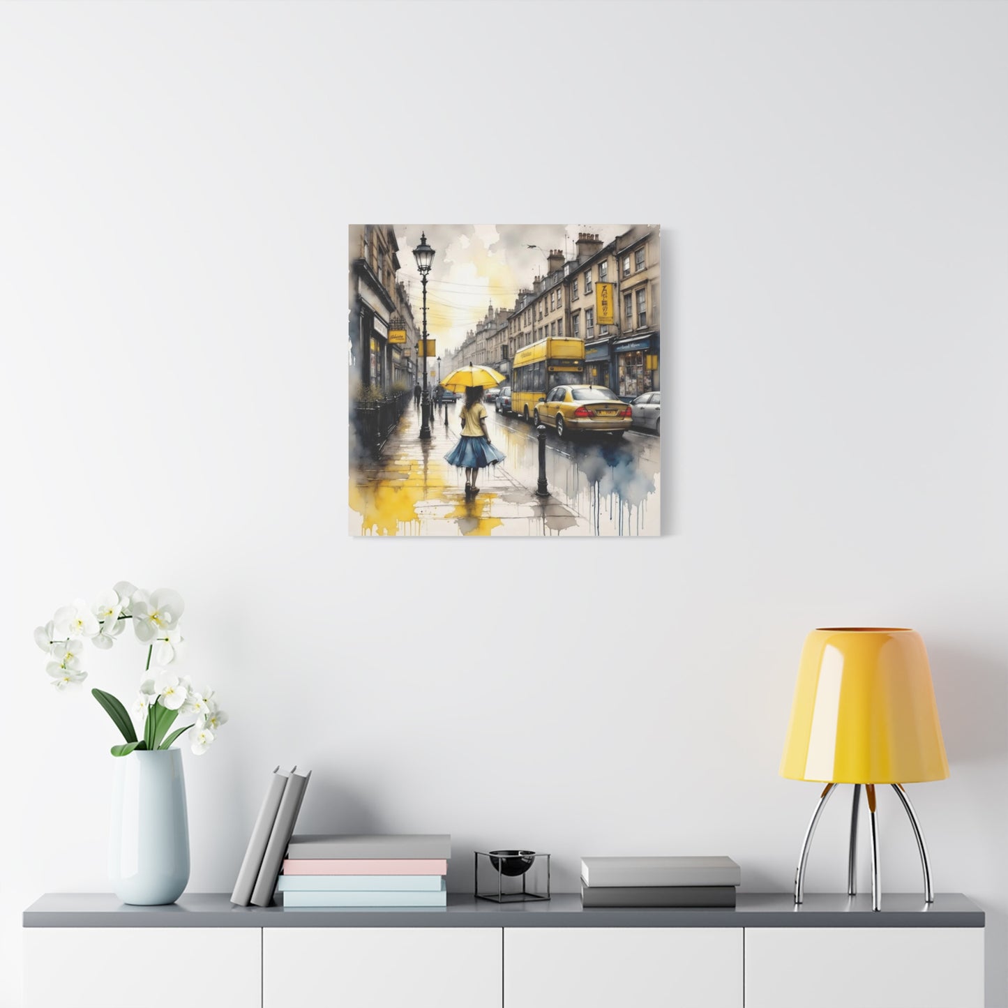 Girl with the Yellow Umbrella Abstract Art
