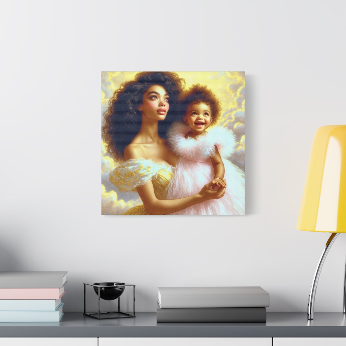 Mother and Daughter Black Canvas Art