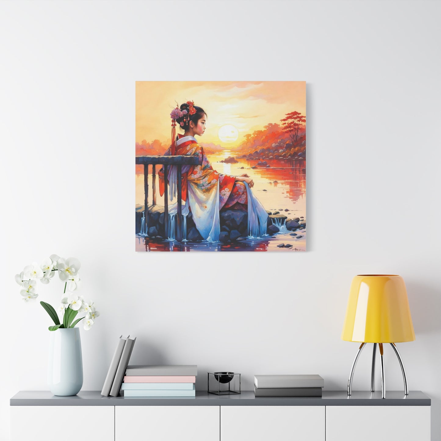 Girl by the Water Asian Abstract Art