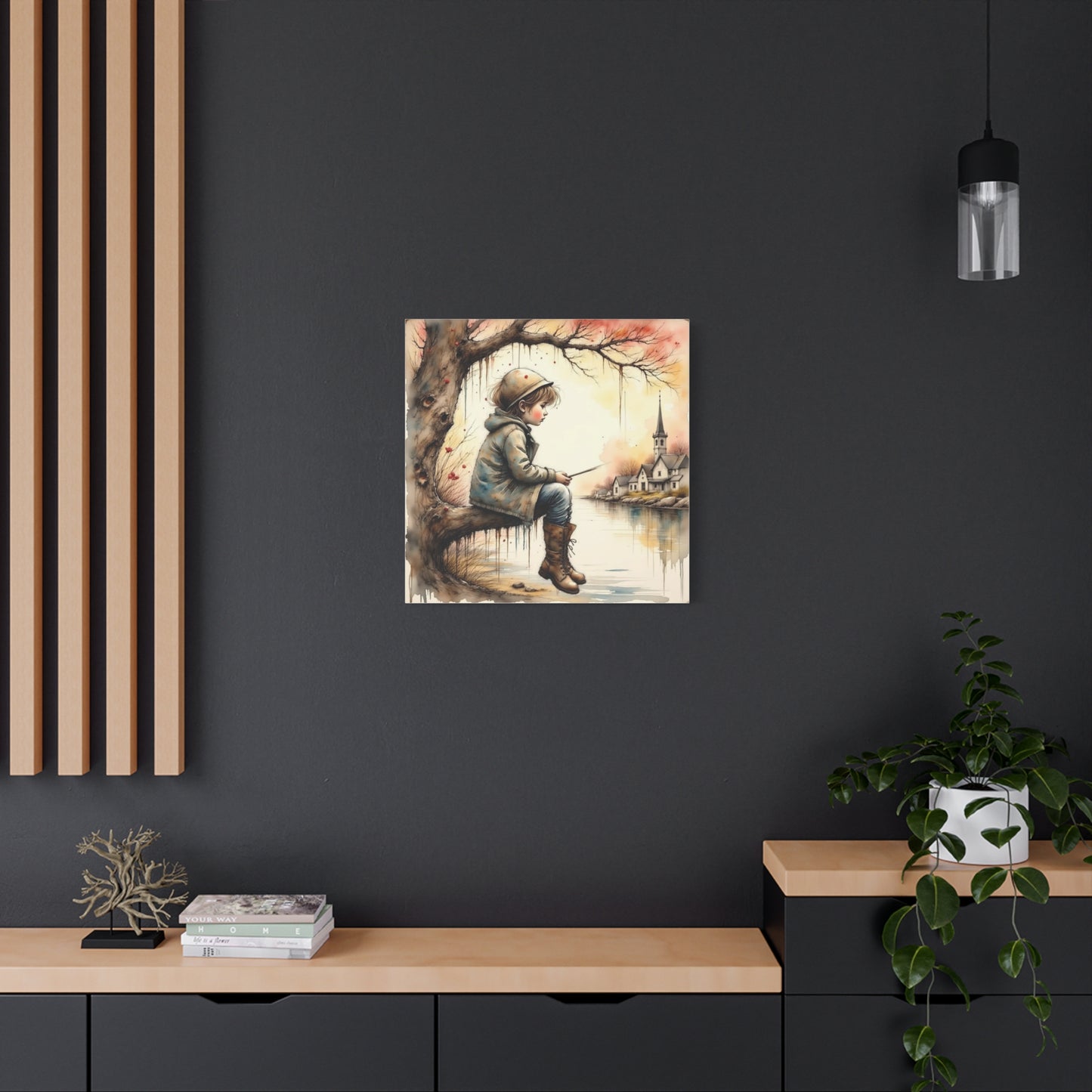 Boy Fishing in the Fall Abstract Art