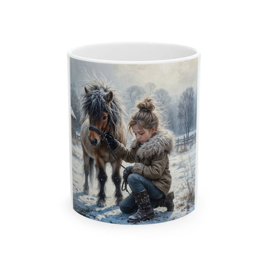 Little Girl w Her Pony Ceramic Mug (11oz, 15oz)