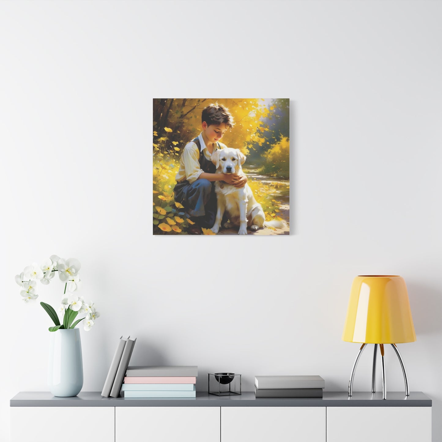 A Boy and His Labrador Retriever Puppy Art