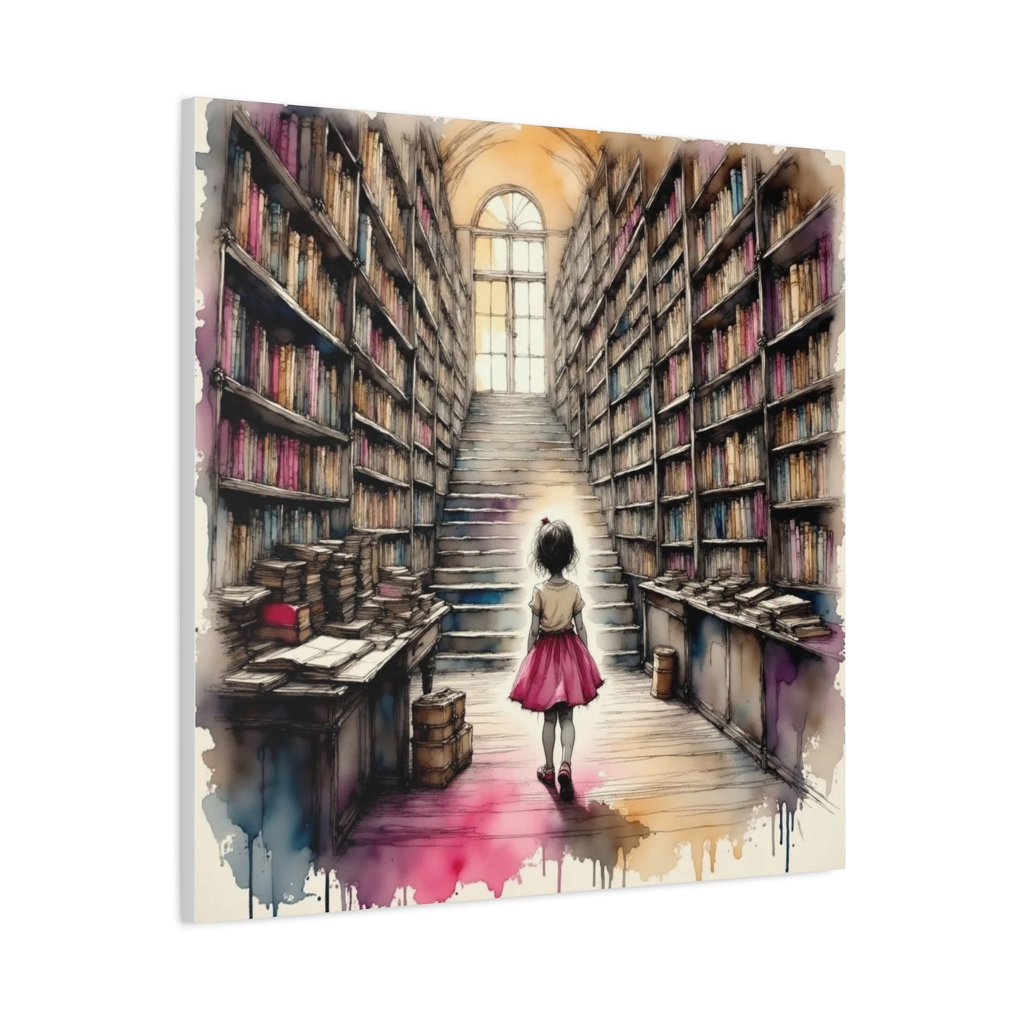 Girl in the Library Abstract Art