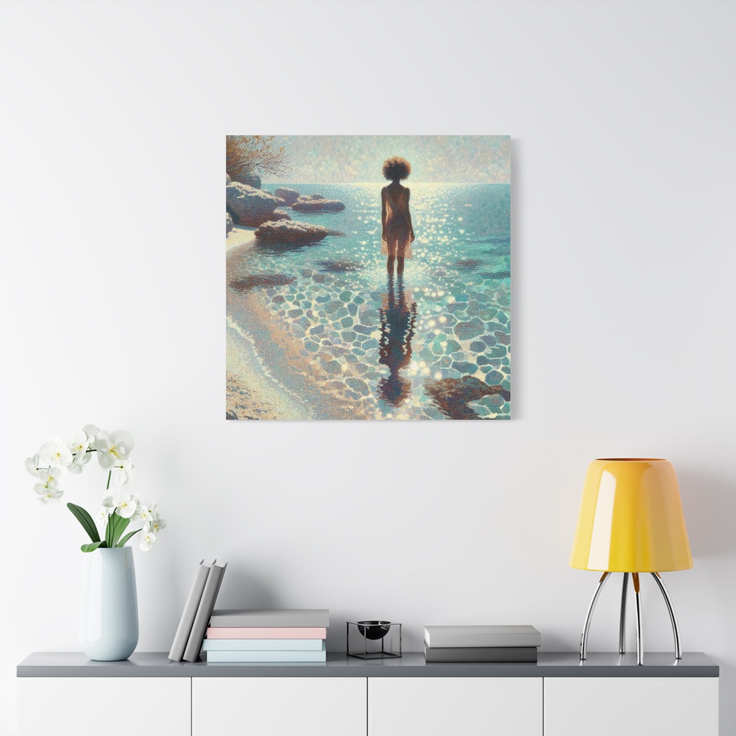 Beautiful Black Woman at the Beach Canvas Art