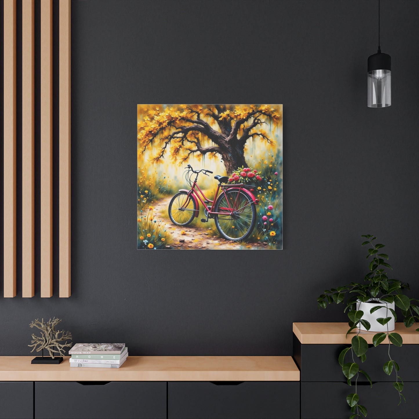 Bicycle on the Flower Path Abstract Art