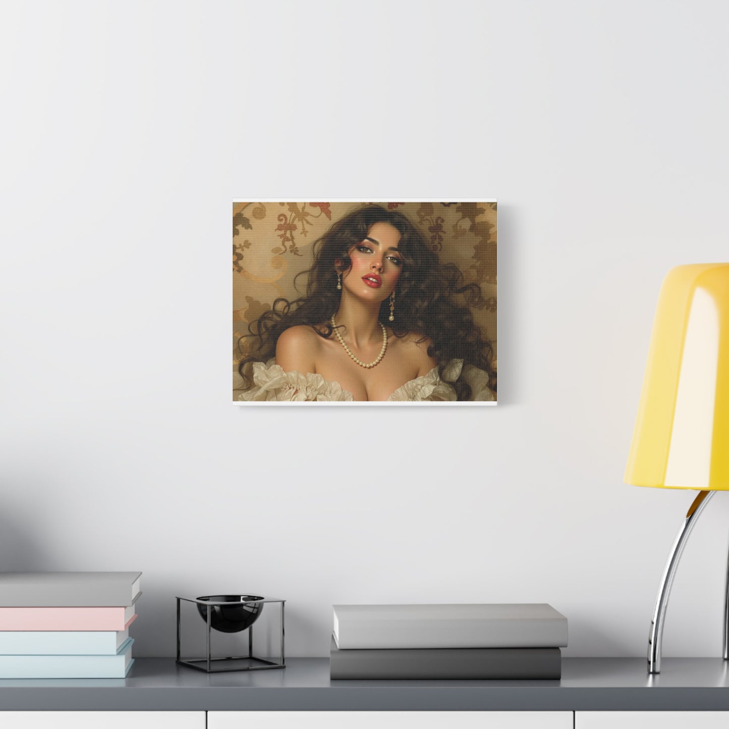 Canvas Print - Brunette Woman With Pearls