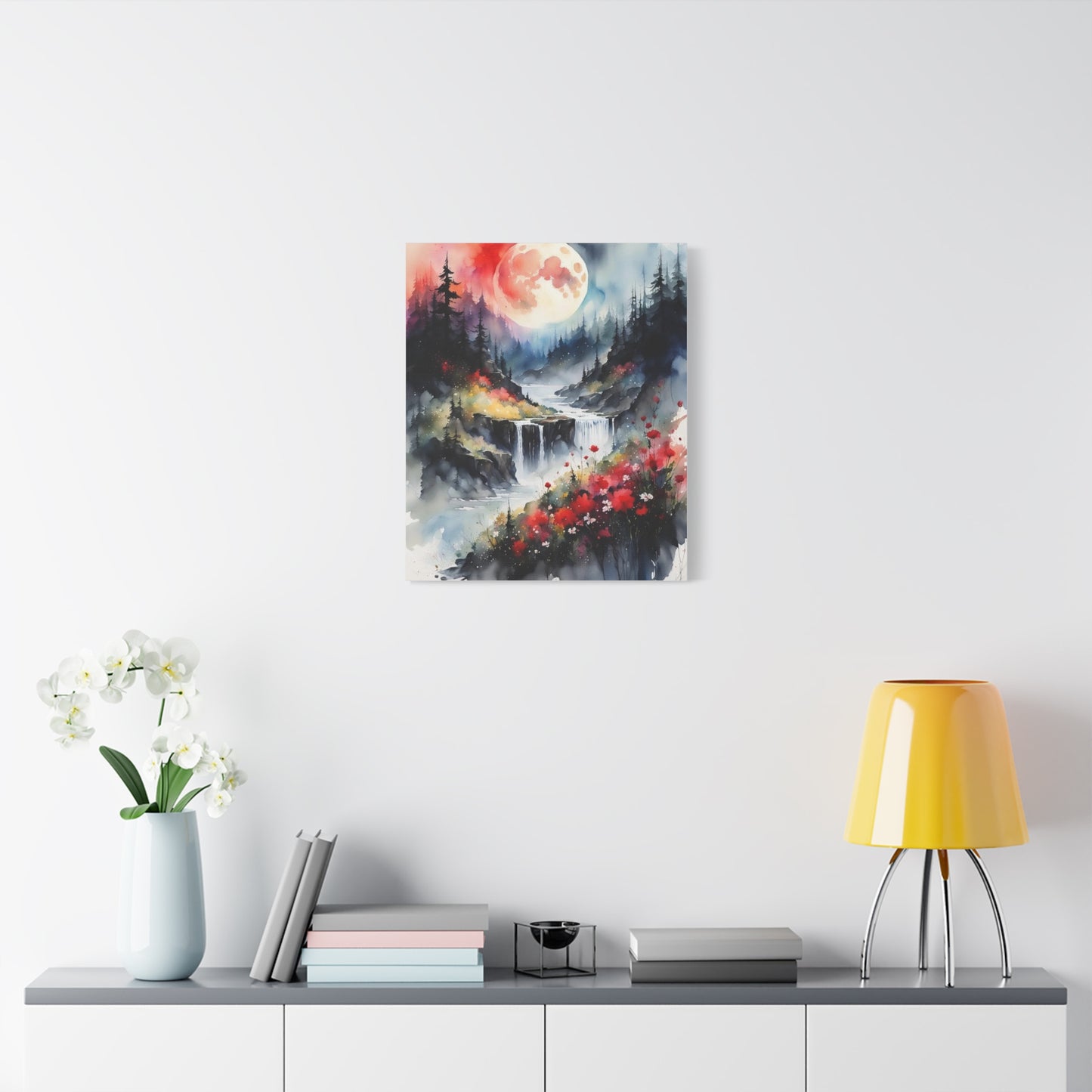 Moon Over the Stream Abstract Art