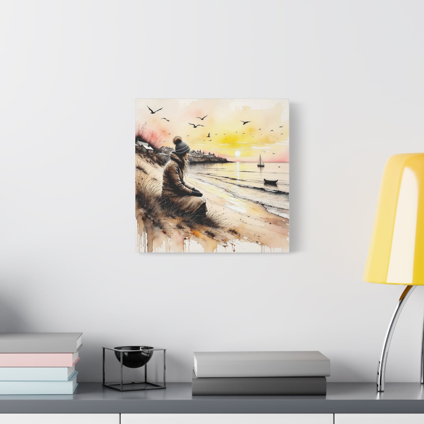 Girl on the Beach in the Winter Abstract Art