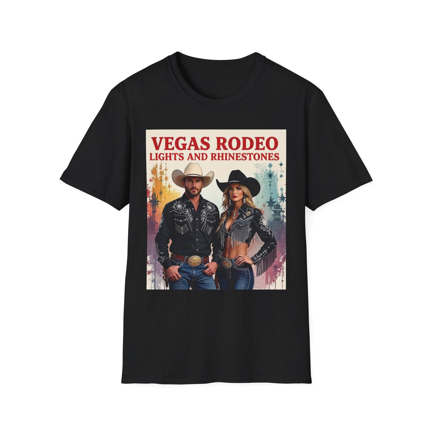 Vegas Rodeo Lights and Rhinestones Western Boho, Unisex T-Shirt,