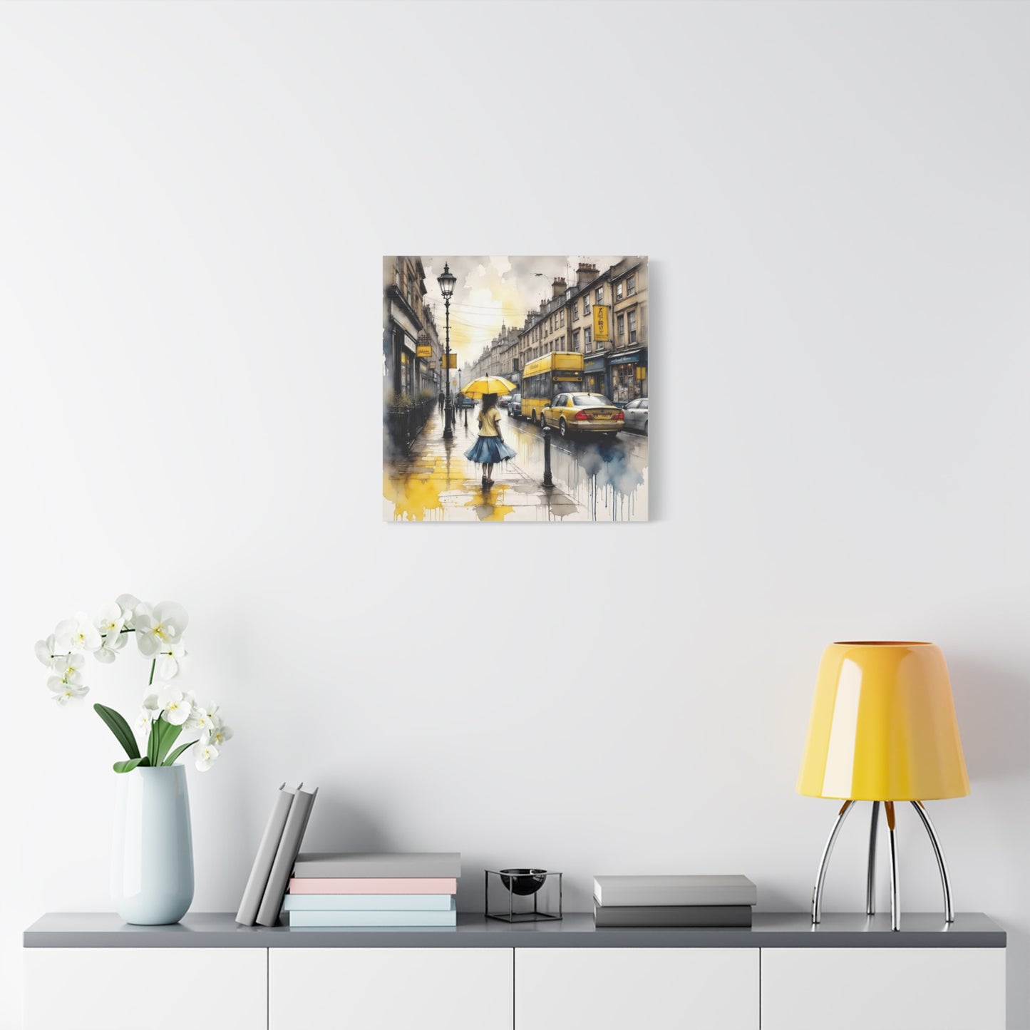Girl with the Yellow Umbrella Abstract Art