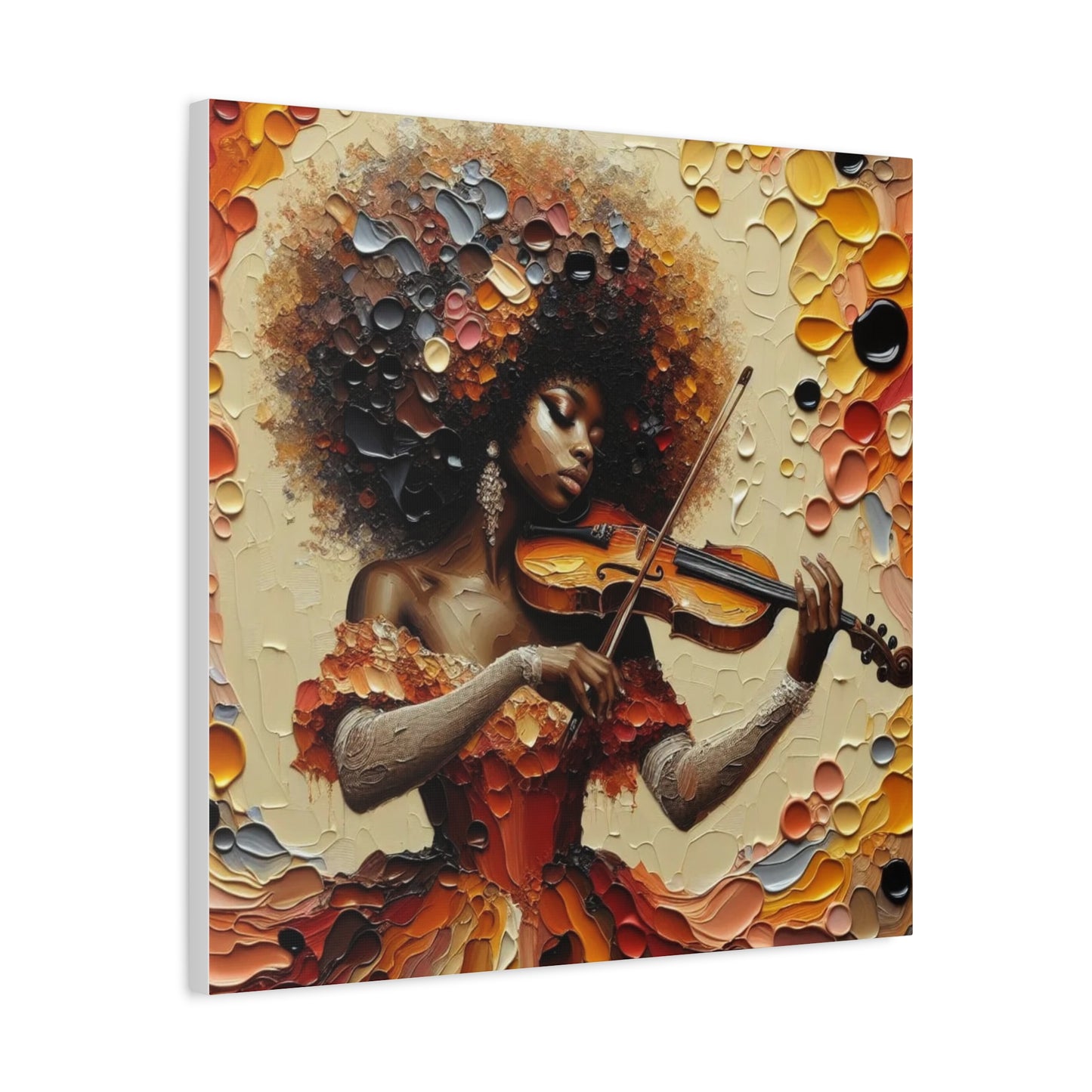 Beautiful Black Woman Violinist Canvas Art
