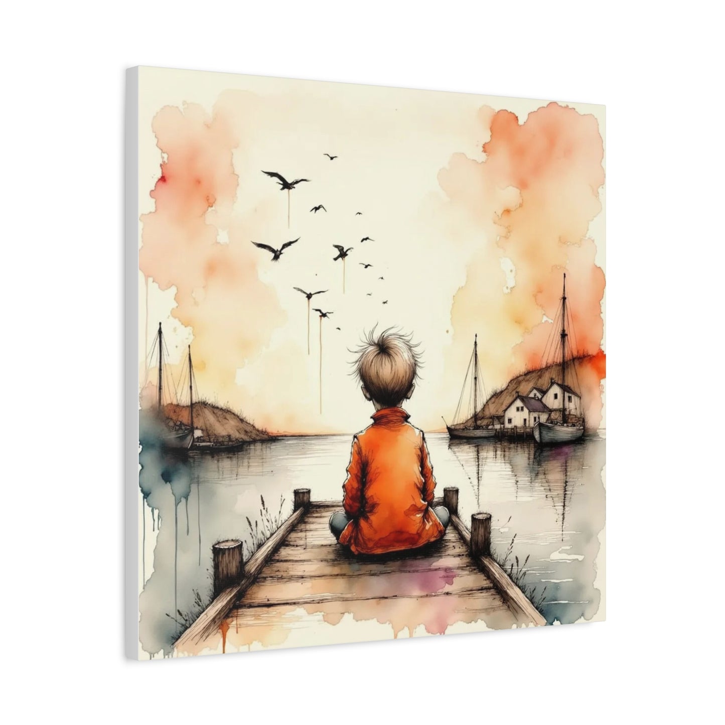 Little Boy on the Dock Abstract Art