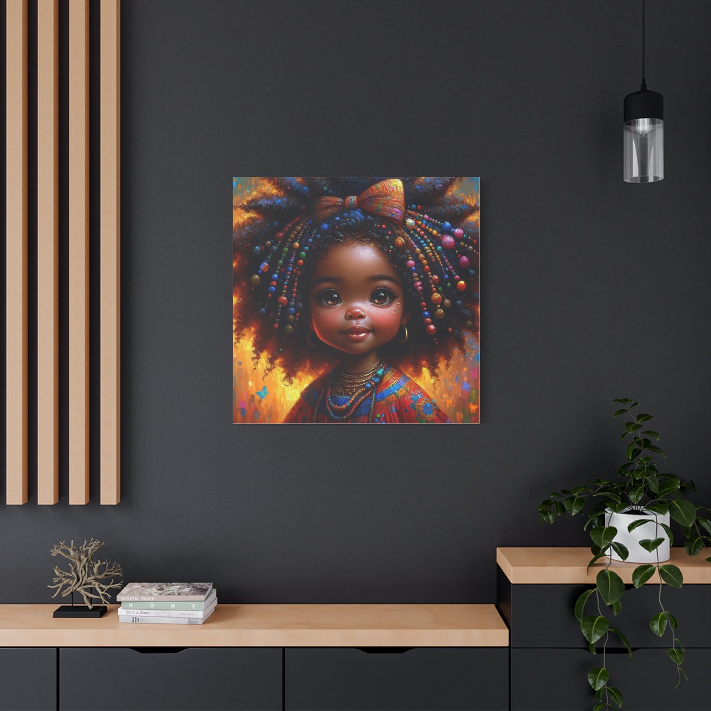 Beautiful Child Black Canvas Art