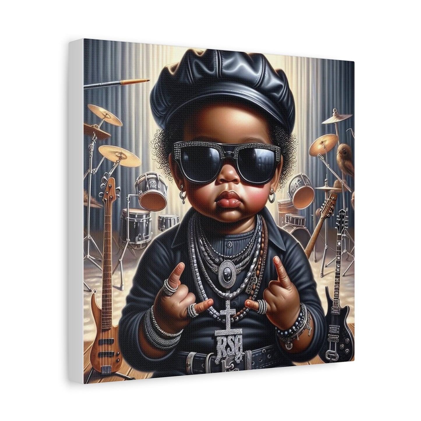 Cool Little Boy Black Canvas Art