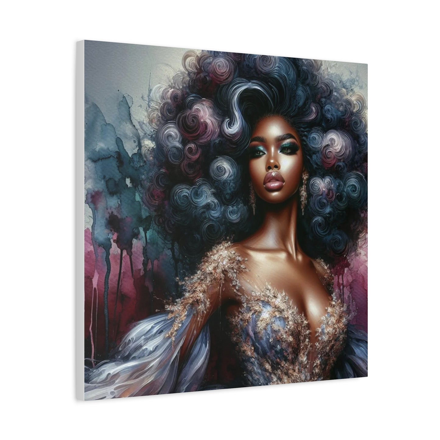 Beautiful Woman Black Canvas Art