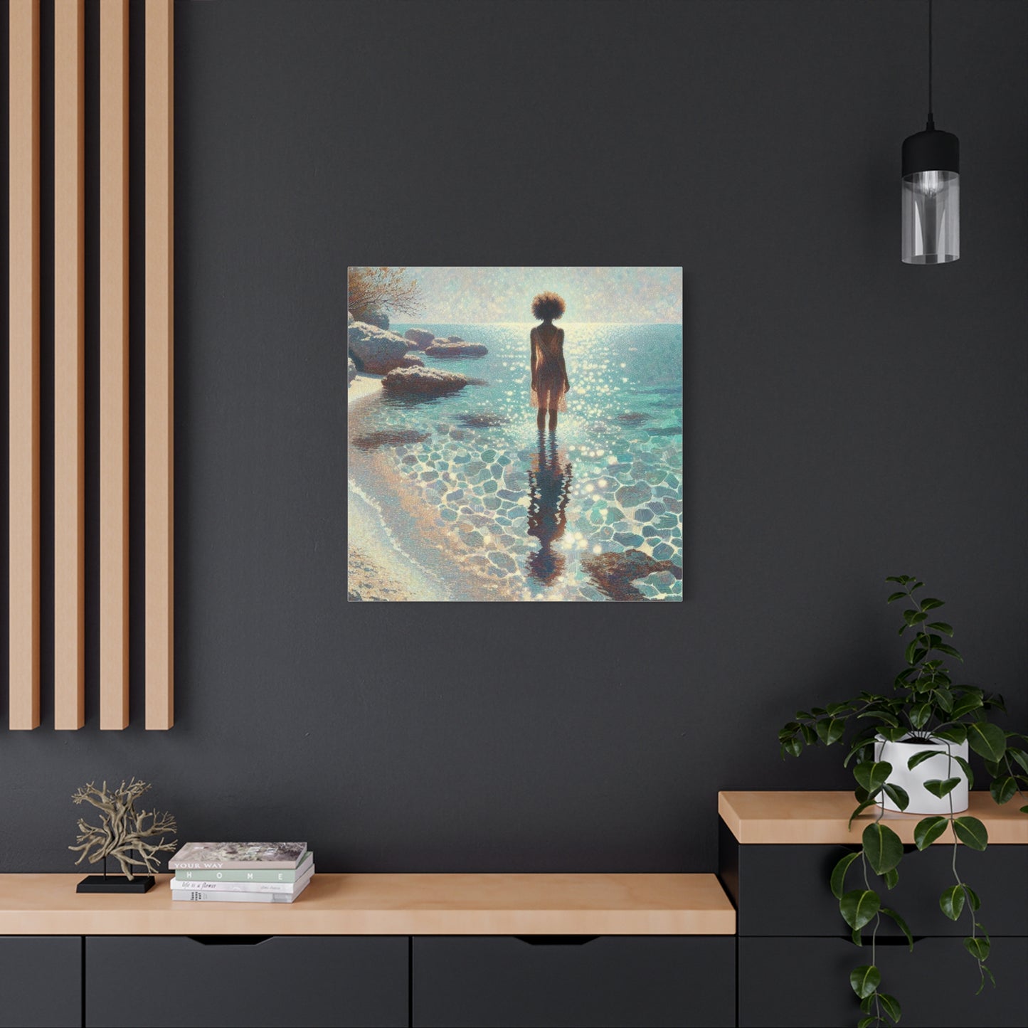 Beautiful Black Woman at the Beach Canvas Art