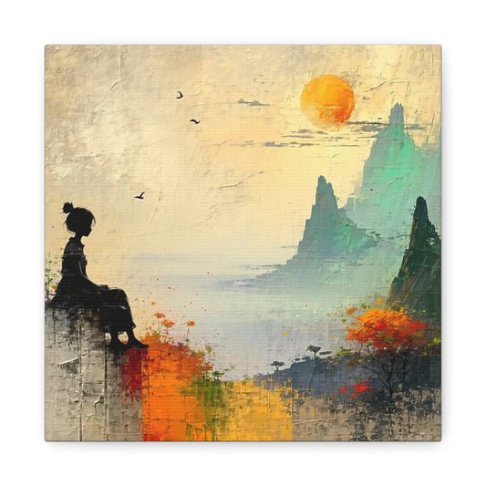 Girl On a Hill Abstract Art