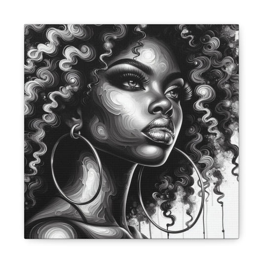 Beautiful Woman Abstract Black Canvas Art